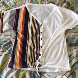 White button down shirt with colorful stripes!